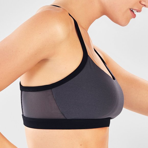 NWT Fabletics Black + Grey Portia Racerback Sports Bra - Picture 3 of 6